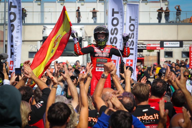 Bautista with flag