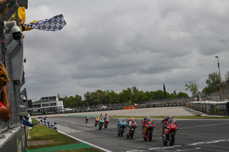 Angel Piqueras over the line
